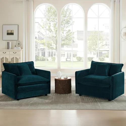 Vista 97 de 76.7" Cloud Couch for Living Room, Deep Seat Loveseat Sofa, Beige Breathable Chenille, 2-Seats Couch for Apartment Small Spaces, Pocket Spring