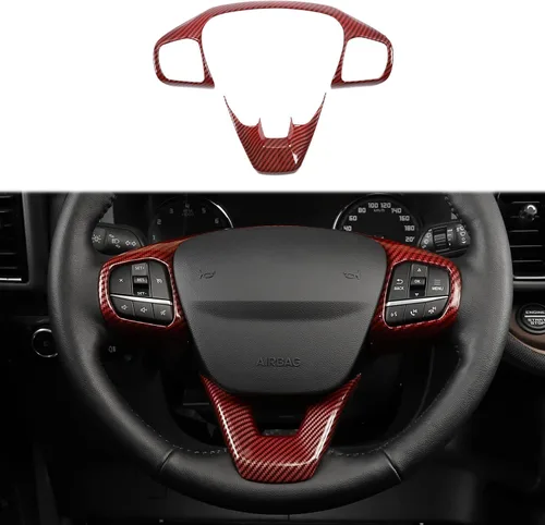 Vista 9 de Linskip Moldura de volante de fibra de carbono para Ford Bronco Sport 2025, 2024, 2023, 2022 2021, fundas para volante para Bronco Sport, accesorios