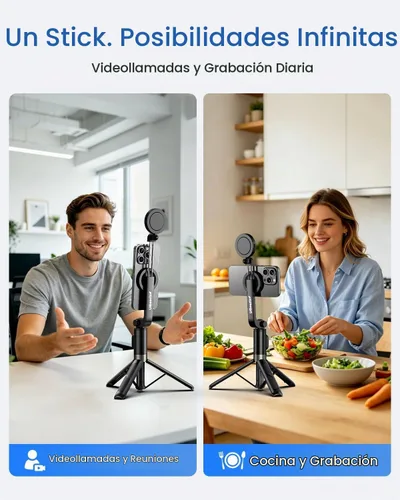 Vista 7 de UBeesize Trípode magnético para selfie stick con luz regulable y control remoto recargable, soporte de trípode portátil de viaje para teléfonos