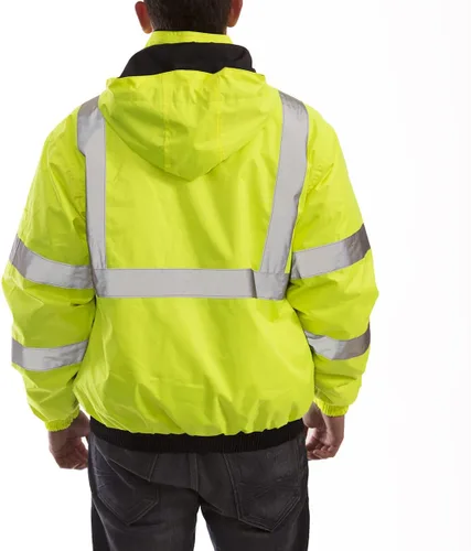 Vista 2 de Chaqueta Tingley Bomber II aislada con capucha de alta visibilidad para hombre Amarillo-verde fluorescente