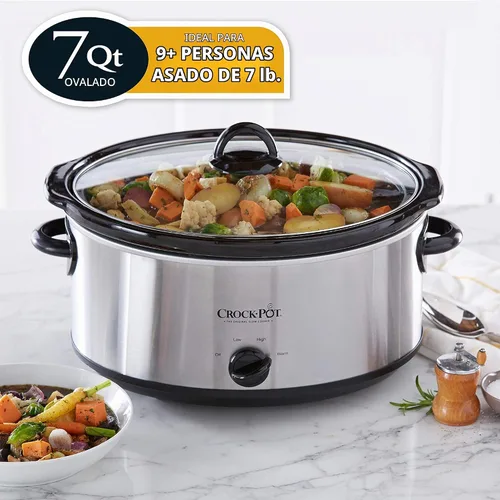 Vista 3 de Crock-Pot Olla de cocción lenta manual ovalada de 7 cuartos y olla de cocción lenta manual redonda Crock-Pot pequeña de 2 cuartos de galón