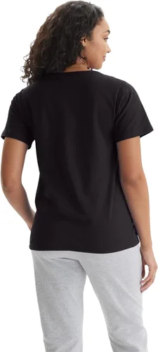 Vista 2 de Hanes Camiseta con cuello en V de Nano Premium Cotton para mujer - Pack, negro, (Black - 1 Pack), 3XL