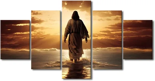Vista 26 de Lienzo decorativo para pared de sala de estar, impresión retro con luz de esperanza de Jesús, 1 panel, póster de lienzo moderno para dormitorio