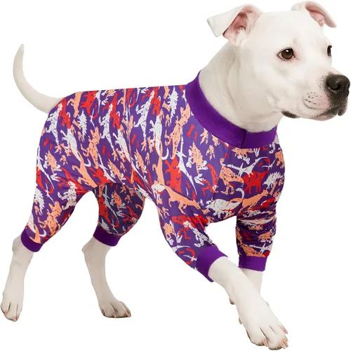Vista 13 de Lovinpet Ropa para perros Pitbull – Lucky Stars - Ropa acogedora para perro, ajuste delgado, mameluco de Pitbull, pijama ligero sin botones, pijamas