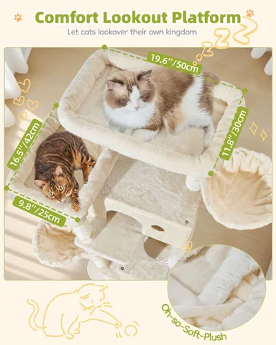 Vista 5 de Taoqimiao Torre de árbol para gatos, árbol resistente de 76 pulgadas para gatos de interior, torre grande para gatos adultos con postes rascadores