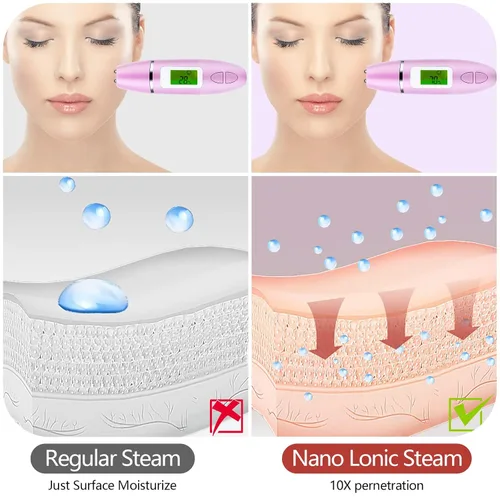 Vista 4 de Vaporizador facial - Vaporizador facial nano iónico para limpieza profunda, juego de humidificador facial de niebla caliente para mujeres y hombres