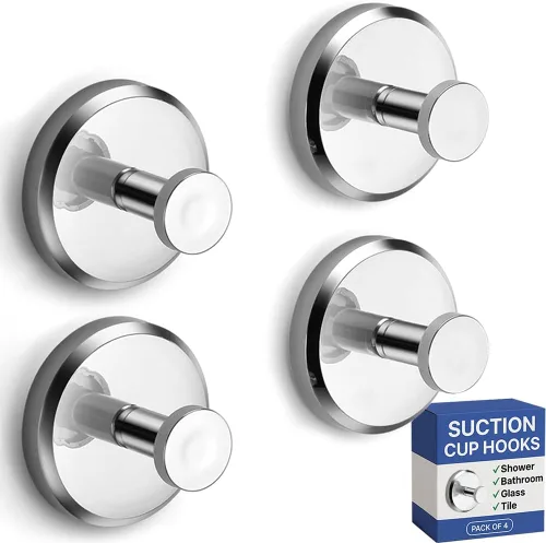Vista 12 de HOME SO Ganchos con ventosa para toallas de ducha y baño, paquete de 2 – Ganchos de ventosa para colgar toallas, batas y abrigos – azulejos, puerta