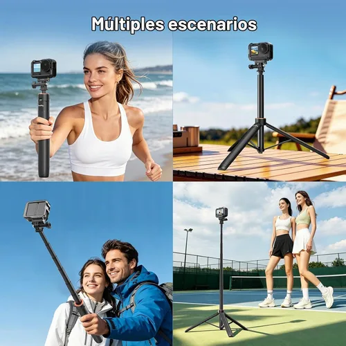 Vista 5 de SmallRig Trípode de palo selfie extensible de 59 pulgadas para cámara de acción, con adaptador bidireccional de liberación rápida para Osmo Action