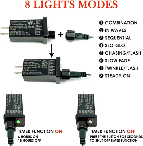 Vista 6 de OZS Guirnalda de luces de Navidad conectables rojas y blancas, paquete de 2 luces de Navidad de 164 pies en total de 400 LED para Rojo y blanco