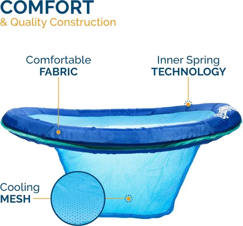Vista 6 de SwimWays Spring Float Premium Papasan - Tumbona inflable para piscina para adultos con inflado rápido para edades de 15 años en adelante Azul Papasan