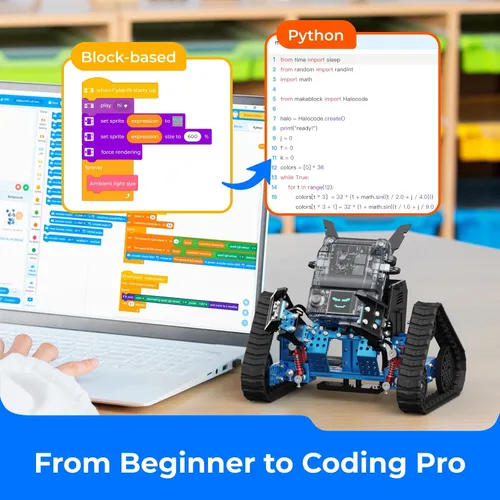 Vista 6 de Makeblock mBot2 Rover Emo Robot Programación para niños, kit de robótica interactiva de aprendizaje y juego al aire libre, codificación de control