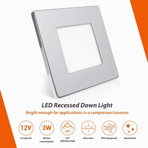 Vista 3 de Dream lighting Luces LED empotrables cuadradas para caravana, remolque, cámper, iluminación interior de 12 voltios, 3.0 W, 2.7 pulgadas, carcasa
