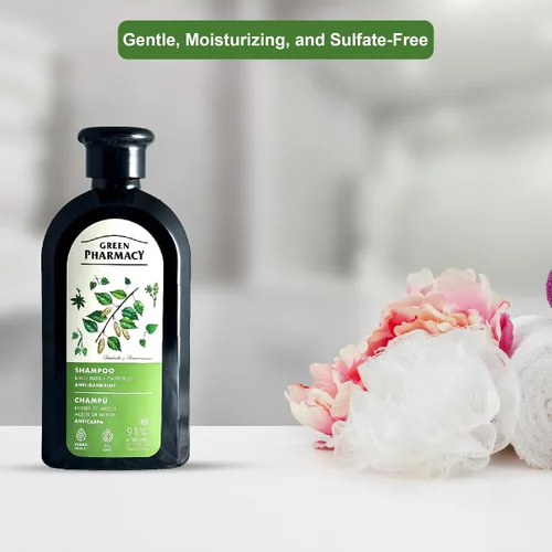 Vista 2 de Champú anticaspa de brotes de abedul y aceite de ricino 11.83 onzas líquidas Fortalece el cabello, hidrata y combate la caspa. Ingredientes
