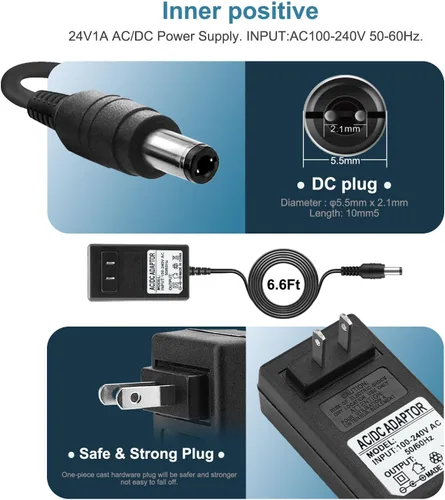 Vista 2 de Cargador de pistola de masaje de 24 V CA/CC compatible con Toluca EM 26, ERLANG EM13 EM12, Booster Pro2 Pro3 E, Legiral Le3, Vybe Pro, cable
