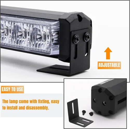 Vista 9 de Luces de advertencia de emergencia LED 2 en 1 de 12V para tablero con luces estroboscópicas con botón de interruptor, barra de luz intermitente