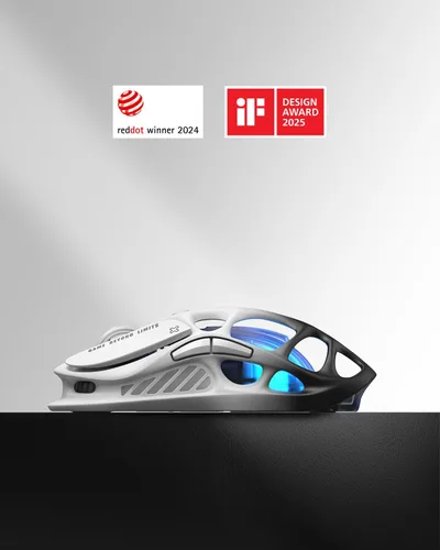 Vista 2 de GravaStar Mercury M1 Pro Gaming Mouse, aleación de magnesio ligera, 26,000 DPI, sensor PAW3395DM, 5 botones programables, soporte con cable2.4