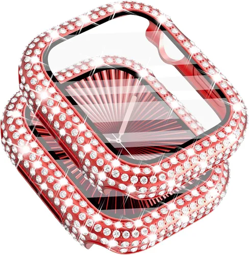Vista 62 de Surace - Carcasa de 1.49 pulgadas compatible con Apple Watch con protector de pantalla, caja protectora general con diseño de diamantes brillantes