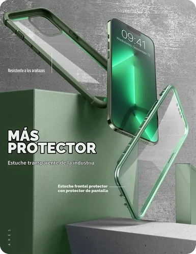 Vista 3 de i-Blason Ares - Funda para iPhone 13 Pro Max de 6.7 pulgadas [protector de pantalla integrado] [protección de grado militar] Funda transparente