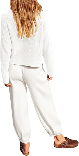 Vista 4 de Bowiln Women's 2 Piece Outfits Sweater Sets Long Sleeve Knit Pullover Tops High Waist Pants Tracksuit Lounge Sets