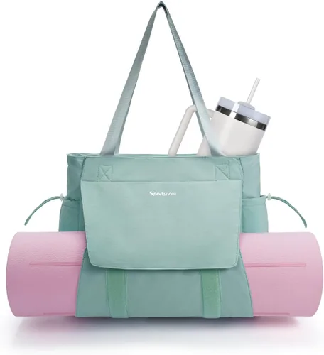 Vista 15 de sportsnew Bolsa para esterilla de yoga, bolsas de gimnasio para mujeres y hombres con bolsillo impermeable y gancho y bucle, almacenamiento