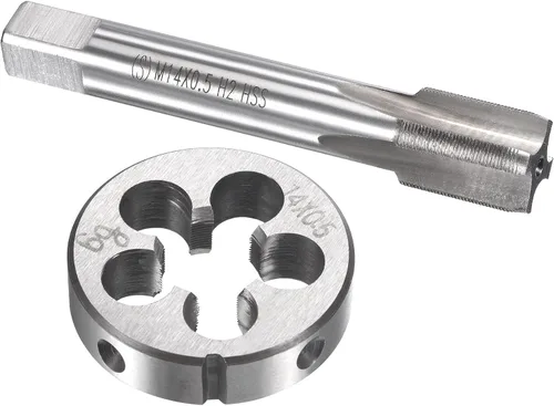 Vista 17 de uxcell M13 x 0.039 in Juego de llaves métricas y troqueles, rosca de máquina con troquel de roscado redondo, kit de grifo y troquelado