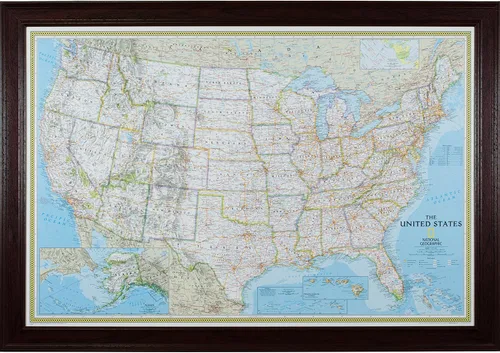 Vista 21 de Craig Frames mapa de viaje clásico de los Estados Unidos, Papel, 24 x 36 pulgadas