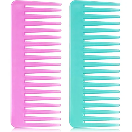 Vista 16 de Patelai Peine de dientes anchos, peine desenredante grande para cabello rizado, húmedo y seco, sin mango, accesorios desenredantes (ámbar)