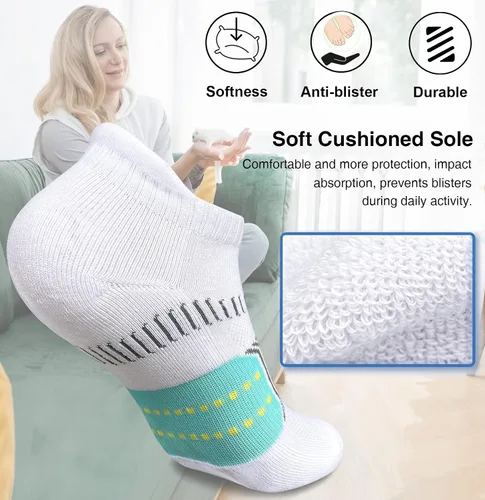 Vista 3 de suaskk Calcetines de tobillo para mujer, antiampollas, acolchados, para correr, 5 pares