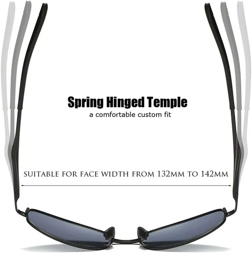 Vista 4 de ZHILE Gafas de sol polarizadas de tamaño pequeño con marco de metal rectangular para hombres y mujeres, protección UV400