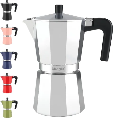 Vista 20 de Mongdio - Cafetera de café espresso para estufa Moka, Cafetera Cubana para estufa, Cafetera Mocha Greca Italiana, para 6 tazas de espresso, 10 onzas