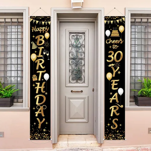 Vista 6 de Blulu 2 carteles decorativos de cumpleaños de 30 años para hombres y mujeres, suministros de decoración de fiesta de feliz cumpleaños de 30 años