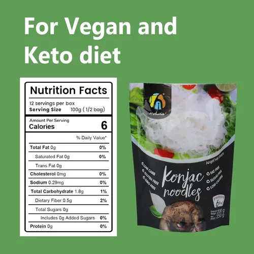 Vista 2 de Hethstia Konjac Noodles Angel Hair - Paquete de 6 fideos Shirataki, bajo en calorías, bajo en carbohidratos, sin azúcar, sin gluten, apto para dieta