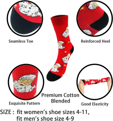 Vista 2 de MarJunSep 30 pares de calcetines de Navidad a granel para mujeres y hombres, regalos de elefante blanco