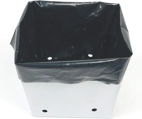 Vista 12 de HORTIPOTS Bolsas de cultivo de plástico blanco y negro de 0.5 galones (paquete de 100)