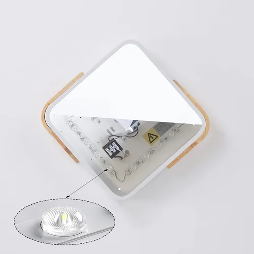 Vista 8 de Lámpara de Techo, LED de Montaje Empotrado de 24W, Luminaria Moderna de Madera Plafón para Dormitorio, Sala de Estar, 12 Pulgadas, Blanco Frío 6500K