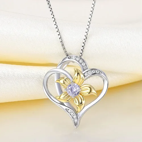 Vista 4 de YL Collar de plata de ley con colgante de flor de lirio para mujer
