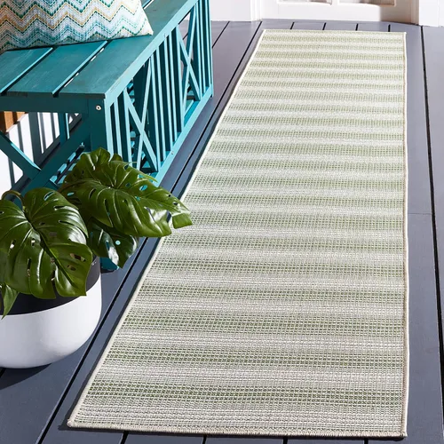 Vista 42 de SAFAVIEH Hampton Collection - Alfombra lavable para exteriores de 2 x 9 pies, color marfil y gris, no desprende pelusa y fácil de limpiar, ideal
