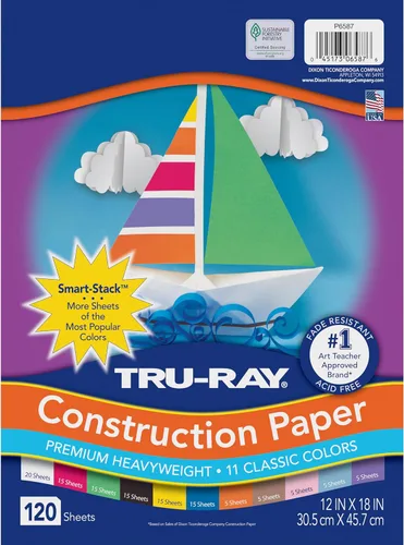 Vista 2 de Pacon Tru-Ray papel de construcción Smart Stack de colores surtidos, de 12 por 18 pulgadas, paquete de 120.