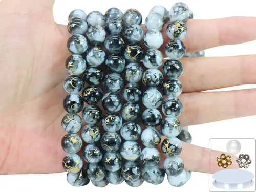 Vista 28 de Cuentas de vidrio de 0.157 pulgadas a granel para hacer joyas, 4700 piezas redondas de cuentas de jade de imitación para pulseras y pulseras