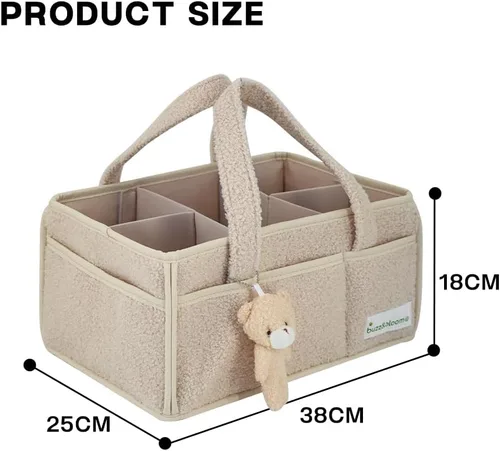 Vista 4 de Buzz&Bloom Organizador de pañales de peluche para bebé, elegante cesta de almacenamiento para artículos esenciales para recién nacidos y estación