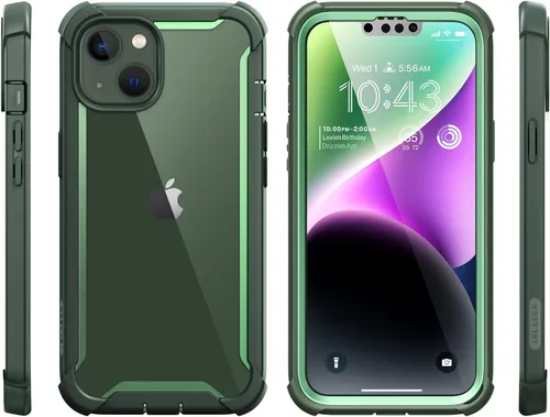 Vista 8 de i-Blason Funda para iPhone 14 (2022) / iPhone 13 (2021) de 6.1 pulgadas con protector de pantalla integrado, parte trasera transparente, parachoques