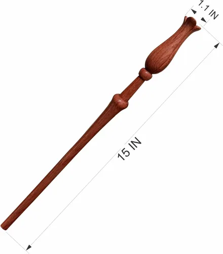 Vista 6 de Handicraftviet Varita de madera tallada a mano, varita mágica para coleccionar y cosplay, 15 pulgadas para niños y adultos en Halloween, Navidad
