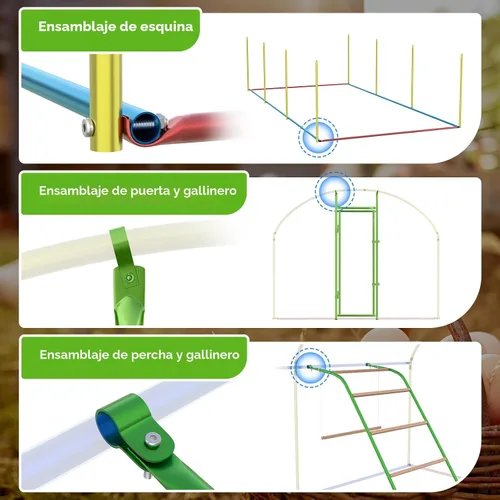 Vista 10 de Quictent Essential Series - Gallinero de metal de 6.6 x 9 x 6.6 pies con escalera de escalada, jaula para aves de corral al aire libre con alambre