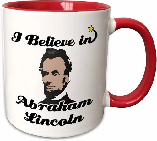 Vista 8 de 3dRose I Believe In Abraham Lincoln 11oz Two-Tone Blue Mug