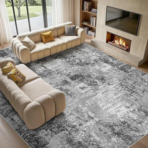 Vista 29 de Tortania Alfombra redonda lavable de 5 pies para sala de estar: Alfombra moderna abstracta neutra grande suave y delgada – Alfombra antideslizante