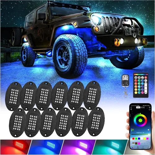 Vista 17 de 6 cápsulas de luces LED de aleación para UTV, ATV, carrito de golf, camioneta RZR todoterreno, kit de neón RGB multicolor impermeable actualizado