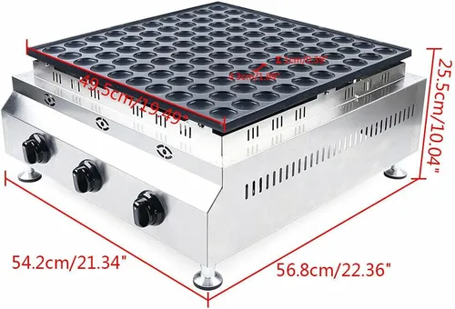 Vista 3 de Mini máquina para hacer panqueques holandeses de 100 agujeros, antiadherente de gas LPG Takoyaki, 110 V 1600 W, máquina para hacer gofres