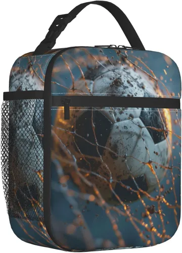 Vista 3 de Lonchera térmica para niños y niñas, bolsa de almuerzo de fútbol para el trabajo, picnic, escuela, viajes, senderismo, playa o pesca, fiambrera