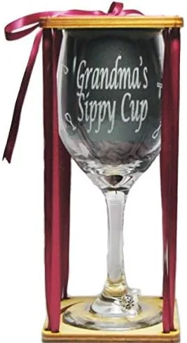 Vista 2 de Copa de vino con tallo para sorber de la abuela con encanto y embalaje de presentación