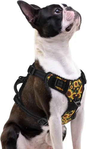 Vista 28 de PUPTECK Arnés táctico sin tirones para perro, tamaño mediano, arnés reflectante ajustable con asa para perro, de fácil control, cómodo y suave
